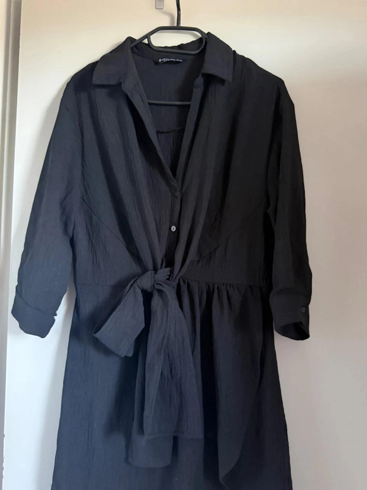 Black tie-front shirt dress Stradivarius - Size M (38) – photo 2